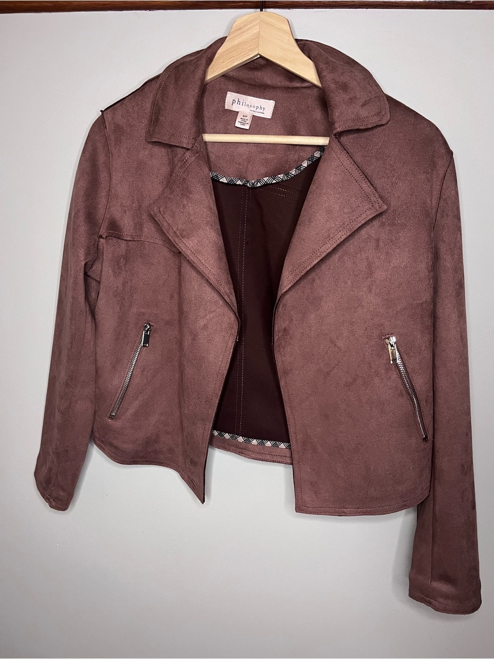 Philosophy Republic Clothing Mauve Faux Suede Moto Jacket Small